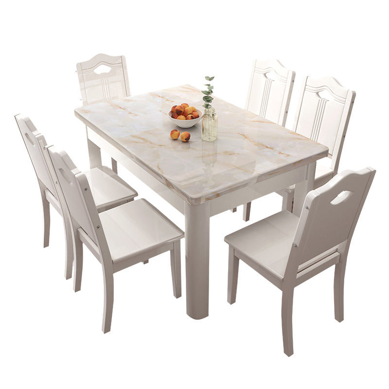 Rectangle Dining Room Dinner Kitchen Table Modern Dining Table White Without Chairs Clearhalo 'Dining Tables & Seating' 'Dining Tables' 'dining_table' 'furn' 'furn_dining_table' 'Furniture' 'Kitchen & Dining Furniture' 7387431