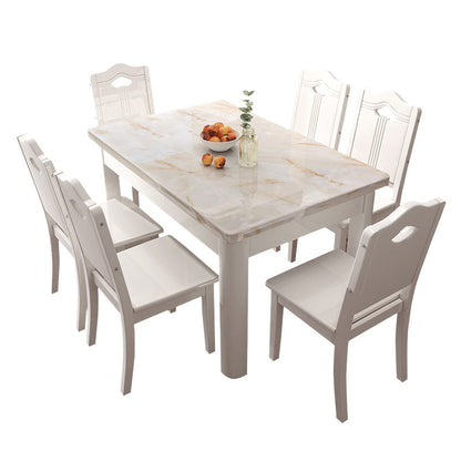 Rectangle Dining Room Dinner Kitchen Table Modern Dining Table White Without Chairs Clearhalo 'Dining Tables & Seating' 'Dining Tables' 'dining_table' 'furn' 'furn_dining_table' 'Furniture' 'Kitchen & Dining Furniture' 7387431