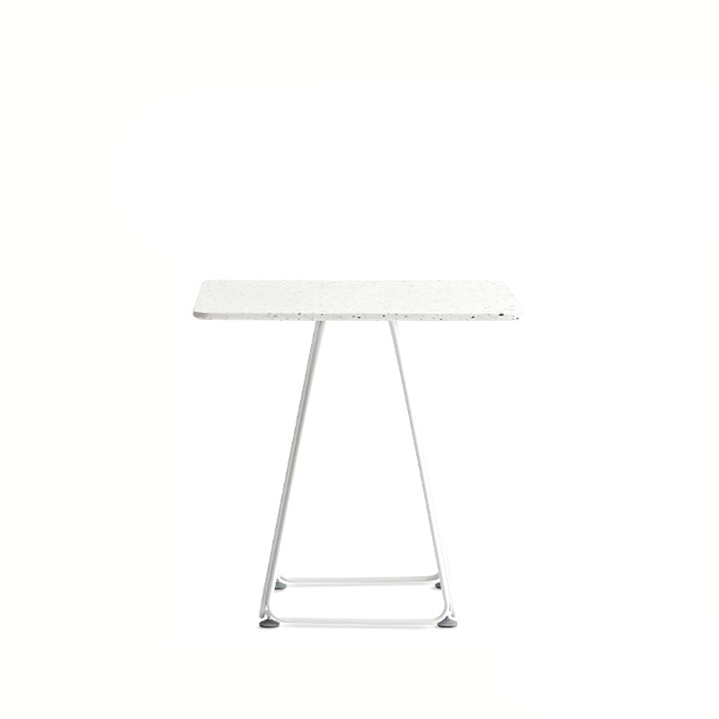 Modern Stone Geometric Dining Table Metal Base for Dining Room Square White 23.6"L x 23.6"W x 29.5"H Clearhalo 'Dining Tables & Seating' 'Dining Tables' 'dining_table' 'furn' 'furn_dining_table' 'Furniture' 'Kitchen & Dining Furniture' 7387460