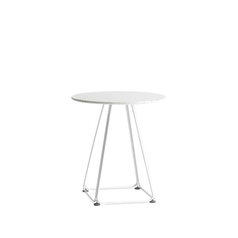 Modern Stone Geometric Dining Table Metal Base for Dining Room Round White 19.7"L x 19.7"W x 29.5"H Clearhalo 'Dining Tables & Seating' 'Dining Tables' 'dining_table' 'furn' 'furn_dining_table' 'Furniture' 'Kitchen & Dining Furniture' 7387463
