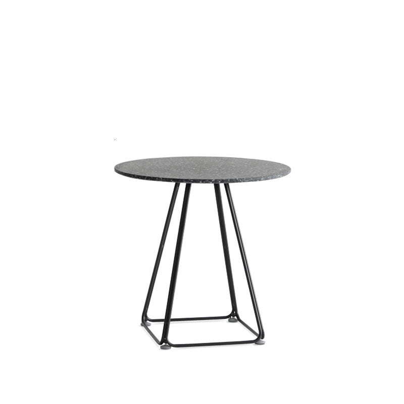 Modern Stone Geometric Dining Table Metal Base for Dining Room Round Black 23.6"L x 23.6"W x 29.5"H Clearhalo 'Dining Tables & Seating' 'Dining Tables' 'dining_table' 'furn' 'furn_dining_table' 'Furniture' 'Kitchen & Dining Furniture' 7387468