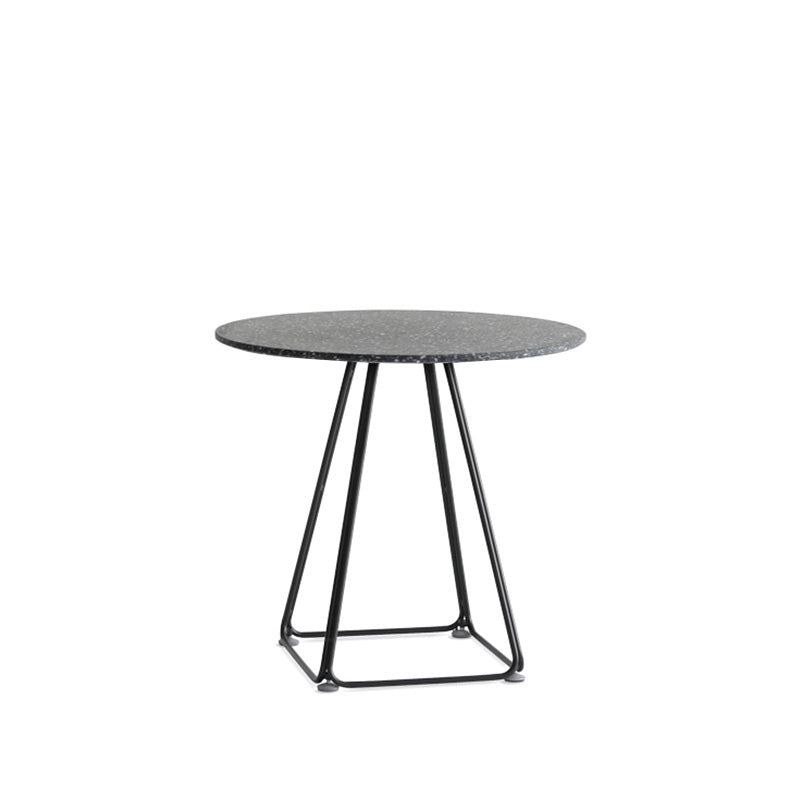 Modern Stone Geometric Dining Table Metal Base for Dining Room Round Black 27.6"L x 27.6"W x 29.5"H Clearhalo 'Dining Tables & Seating' 'Dining Tables' 'dining_table' 'furn' 'furn_dining_table' 'Furniture' 'Kitchen & Dining Furniture' 7387470