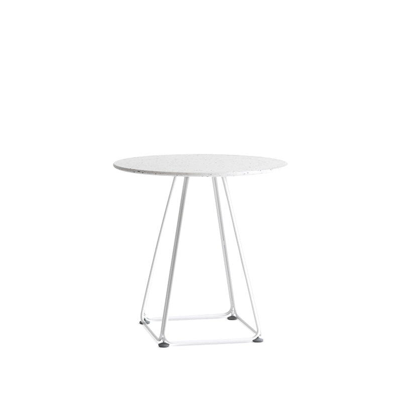 Modern Stone Geometric Dining Table Metal Base for Dining Room Round White 23.6"L x 23.6"W x 29.5"H Clearhalo 'Dining Tables & Seating' 'Dining Tables' 'dining_table' 'furn' 'furn_dining_table' 'Furniture' 'Kitchen & Dining Furniture' 7387471