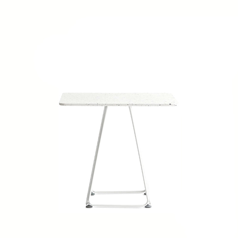 Modern Stone Geometric Dining Table Metal Base for Dining Room Square White 27.6"L x 27.6"W x 29.5"H Clearhalo 'Dining Tables & Seating' 'Dining Tables' 'dining_table' 'furn' 'furn_dining_table' 'Furniture' 'Kitchen & Dining Furniture' 7387475
