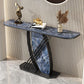 12 Inch Wide Glam Accent Table Stone Half Moon Console Table for Hall