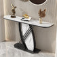 12 Inch Wide Glam Accent Table Half Moon Stone Console Table
