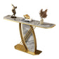 12 Inch Wide Glam Accent Table Half Moon Stone Console Table