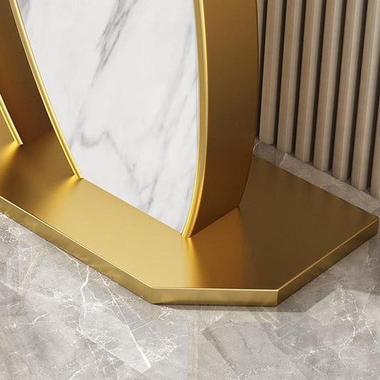 12 Inch Wide Glam Accent Table Half Moon Stone Console Table