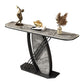 12 Inch Wide Glam Accent Table Half Moon Stone Console Table