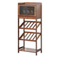 Modern Floor Wine Rack Kitchen Wine Bottle & Glass Rack in Brown