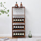 Modern Floor Wine Rack Kitchen Wine Bottle & Glass Rack in Brown