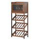 Modern Floor Wine Rack Kitchen Wine Bottle & Glass Rack in Brown