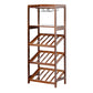 Modern Floor Wine Rack Kitchen Wine Bottle & Glass Rack in Brown