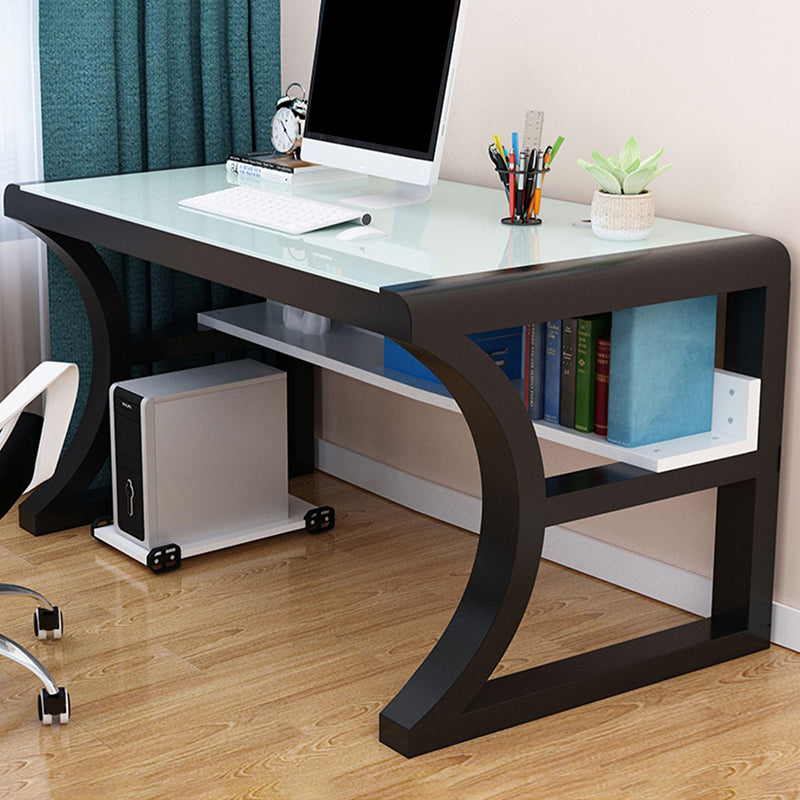 Bureau de bureau en verre moderne 29,53 "de haut 1 bureau de bureau d'étagère