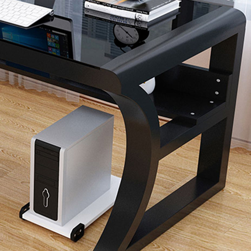 Bureau de bureau en verre moderne 29,53 "de haut 1 bureau de bureau d'étagère