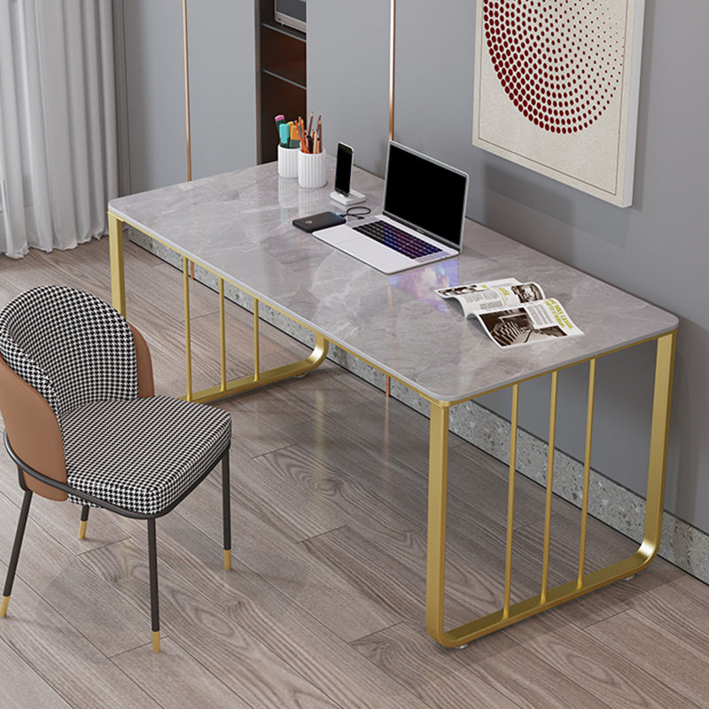 Bureau de bureau contemporain incurvé finition antique finit bureau avec des jambes métalliques