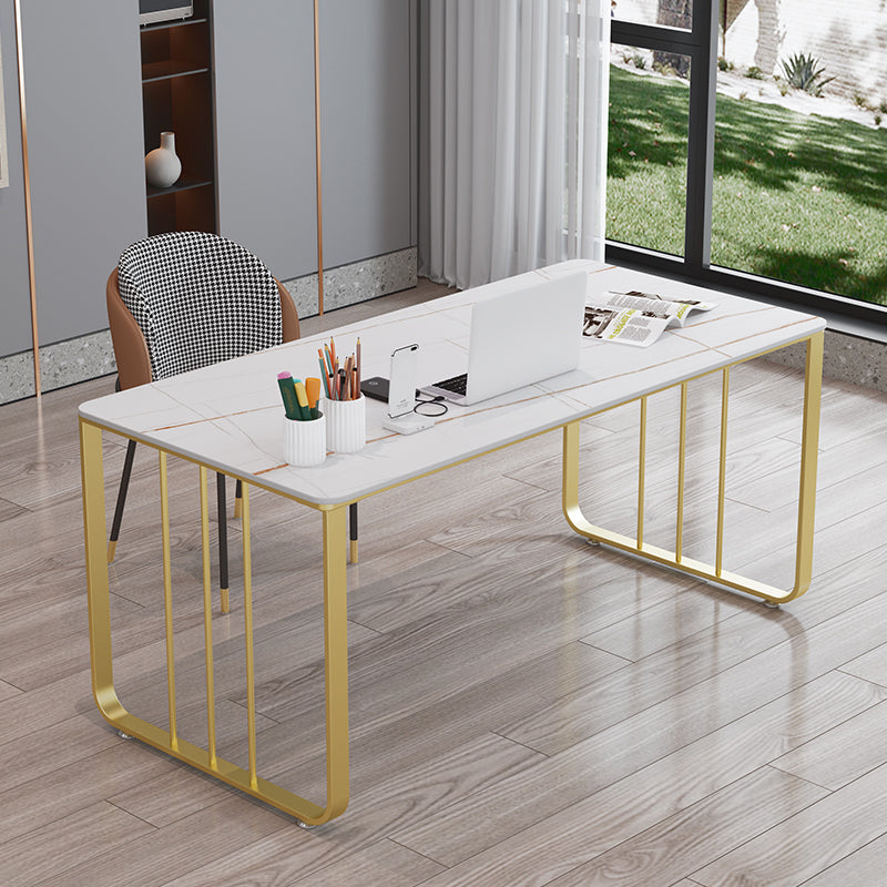 Bureau de bureau contemporain incurvé finition antique finit bureau avec des jambes métalliques