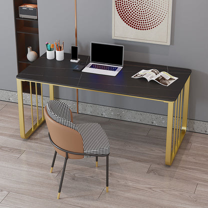 Bureau de bureau contemporain incurvé finition antique finit bureau avec des jambes métalliques