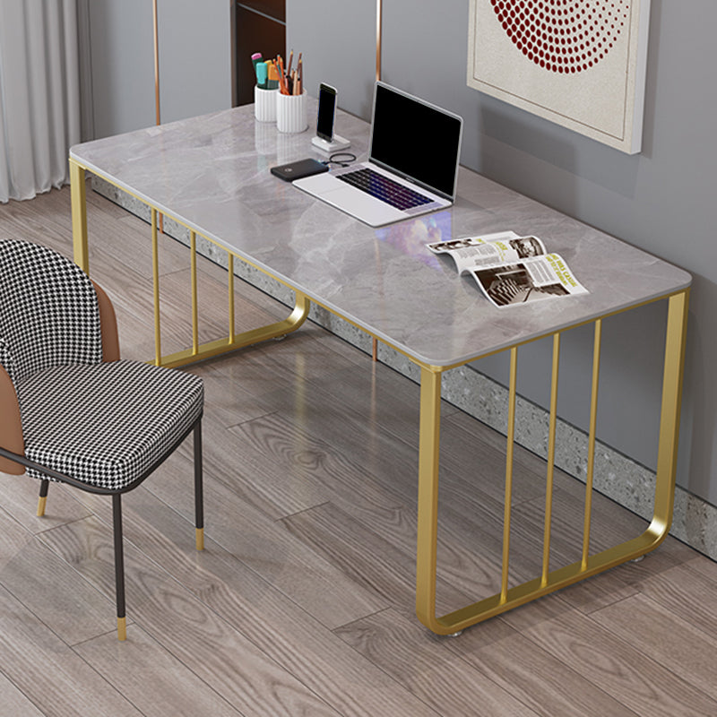 Bureau de bureau contemporain incurvé finition antique finit bureau avec des jambes métalliques