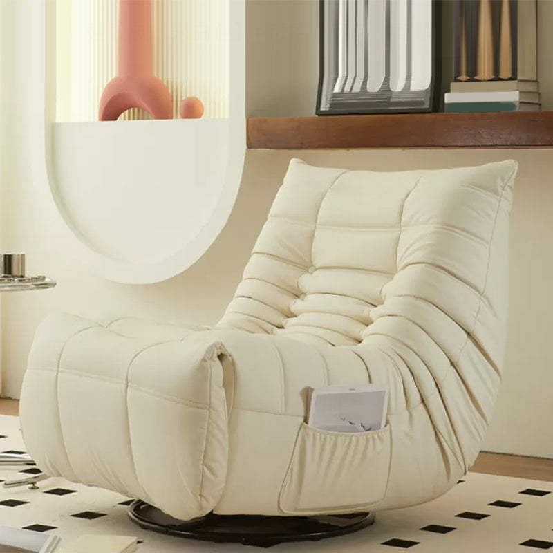 Contemporary Faux Leather Standard Recliner with Solid Color Tufted Back White Clearhalo 'Chairs & Seating' 'furn' 'furn_recliners' 'Furniture' 'Living Room Furniture' 'Recliners' 7388453