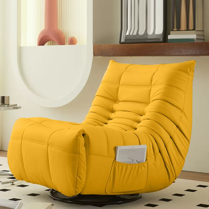 Contemporary Faux Leather Standard Recliner with Solid Color Tufted Back Yellow Clearhalo 'Chairs & Seating' 'furn' 'furn_recliners' 'Furniture' 'Living Room Furniture' 'Recliners' 7388455
