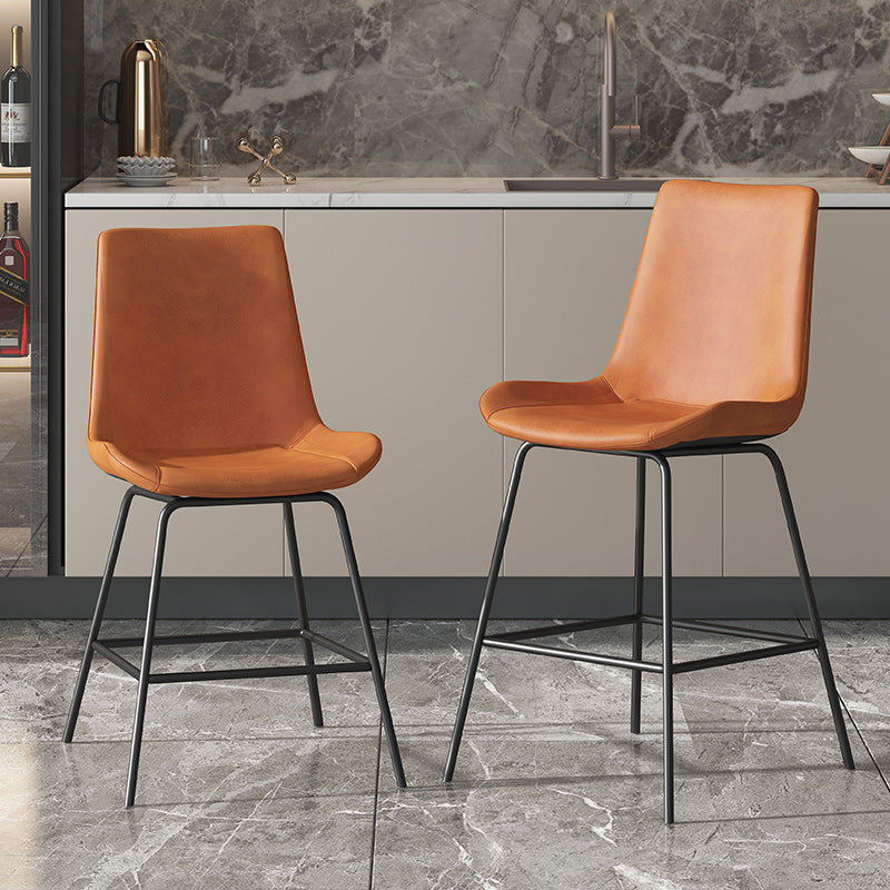 Leather Contemporary Counter & Bar Stools Matte Finish Indoor Stools with Metal Frame Clearhalo 'Bar Furniture' 'Bar Stools' 'bar_stools' 'furn' 'furn_bar_stools' 'Furniture' 'Kitchen & Dining Furniture' 7389471