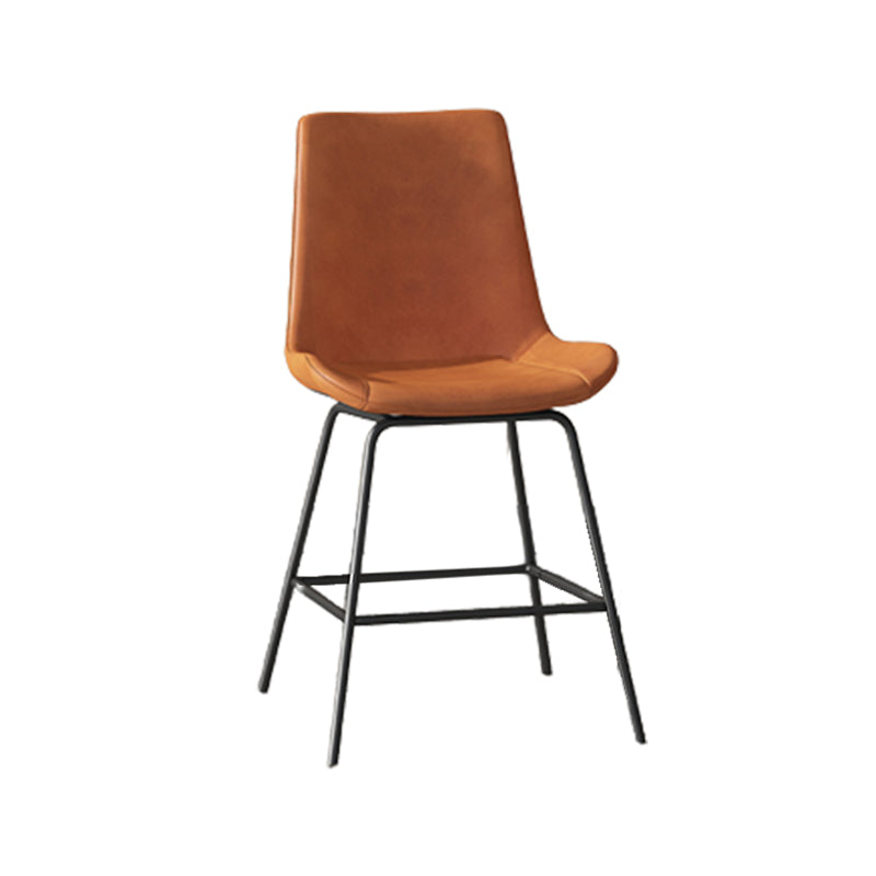 Leather Contemporary Counter & Bar Stools Matte Finish Indoor Stools with Metal Frame Orange 1 Piece Clearhalo 'Bar Furniture' 'Bar Stools' 'bar_stools' 'furn' 'furn_bar_stools' 'Furniture' 'Kitchen & Dining Furniture' 7389472