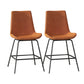 Leather Contemporary Counter & Bar Stools Matte Finish Indoor Stools with Metal Frame Orange 2 Piece Set Clearhalo 'Bar Furniture' 'Bar Stools' 'bar_stools' 'furn' 'furn_bar_stools' 'Furniture' 'Kitchen & Dining Furniture' 7389473