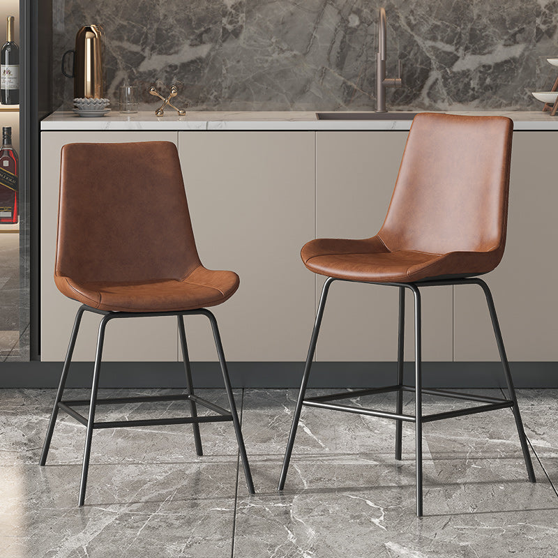 Leather Contemporary Counter & Bar Stools Matte Finish Indoor Stools with Metal Frame Clearhalo 'Bar Furniture' 'Bar Stools' 'bar_stools' 'furn' 'furn_bar_stools' 'Furniture' 'Kitchen & Dining Furniture' 7389475