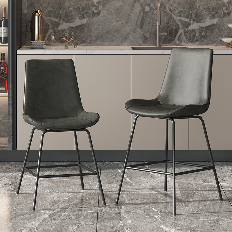 Leather Contemporary Counter & Bar Stools Matte Finish Indoor Stools with Metal Frame Clearhalo 'Bar Furniture' 'Bar Stools' 'bar_stools' 'furn' 'furn_bar_stools' 'Furniture' 'Kitchen & Dining Furniture' 7389478