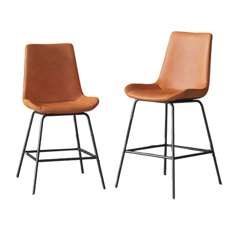 Leather Contemporary Counter & Bar Stools Matte Finish Indoor Stools with Metal Frame Clearhalo 'Bar Furniture' 'Bar Stools' 'bar_stools' 'furn' 'furn_bar_stools' 'Furniture' 'Kitchen & Dining Furniture' 7389479