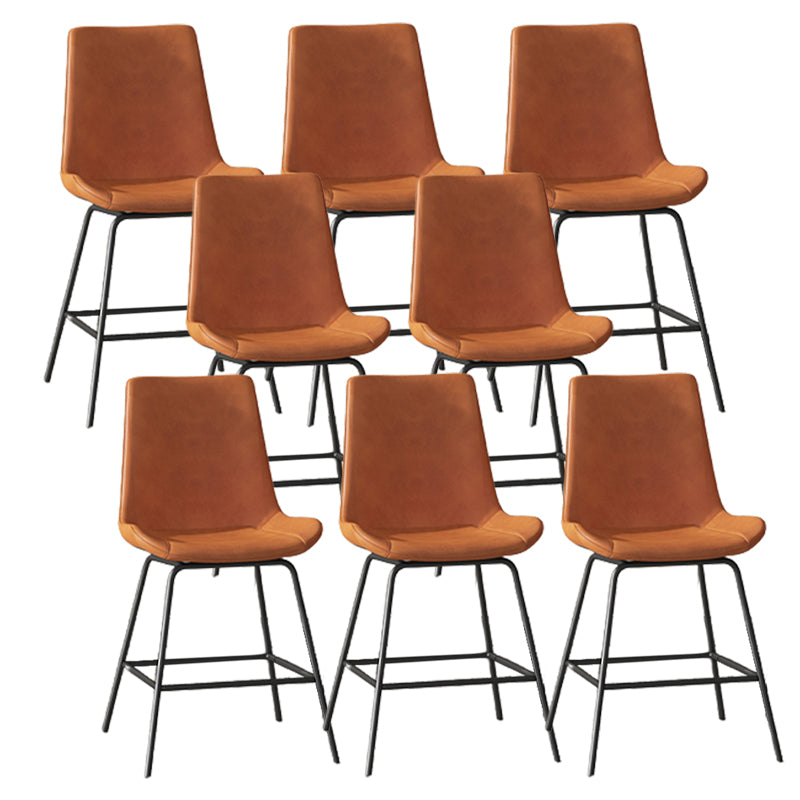 Leather Contemporary Counter & Bar Stools Matte Finish Indoor Stools with Metal Frame Orange 8 Piece Set Clearhalo 'Bar Furniture' 'Bar Stools' 'bar_stools' 'furn' 'furn_bar_stools' 'Furniture' 'Kitchen & Dining Furniture' 7389480