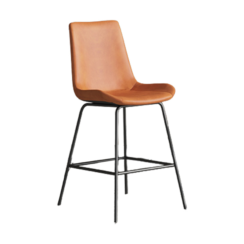 Leather Contemporary Counter & Bar Stools Matte Finish Indoor Stools with Metal Frame Orange 1 Piece Counter Stool(26"H) Clearhalo 'Bar Furniture' 'Bar Stools' 'bar_stools' 'furn' 'furn_bar_stools' 'Furniture' 'Kitchen & Dining Furniture' 7389481