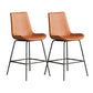Leather Contemporary Counter & Bar Stools Matte Finish Indoor Stools with Metal Frame Orange 2 Piece Set Counter Stool(26"H) Clearhalo 'Bar Furniture' 'Bar Stools' 'bar_stools' 'furn' 'furn_bar_stools' 'Furniture' 'Kitchen & Dining Furniture' 7389484
