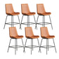 Leather Contemporary Counter & Bar Stools Matte Finish Indoor Stools with Metal Frame Orange 6 Piece Set Counter Stool(26"H) Clearhalo 'Bar Furniture' 'Bar Stools' 'bar_stools' 'furn' 'furn_bar_stools' 'Furniture' 'Kitchen & Dining Furniture' 7389487