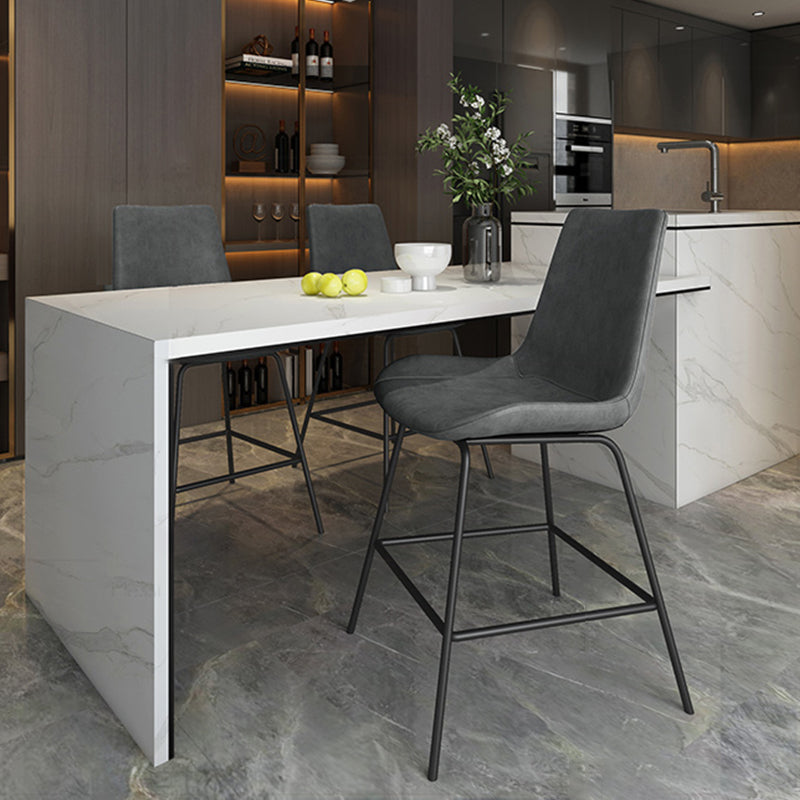 Leather Contemporary Counter & Bar Stools Matte Finish Indoor Stools with Metal Frame Clearhalo 'Bar Furniture' 'Bar Stools' 'bar_stools' 'furn' 'furn_bar_stools' 'Furniture' 'Kitchen & Dining Furniture' 7389490