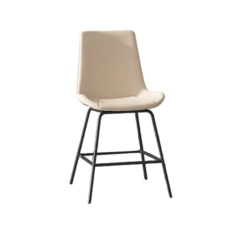 Leather Contemporary Counter & Bar Stools Matte Finish Indoor Stools with Metal Frame Beige 1 Piece Clearhalo 'Bar Furniture' 'Bar Stools' 'bar_stools' 'furn' 'furn_bar_stools' 'Furniture' 'Kitchen & Dining Furniture' 7389491