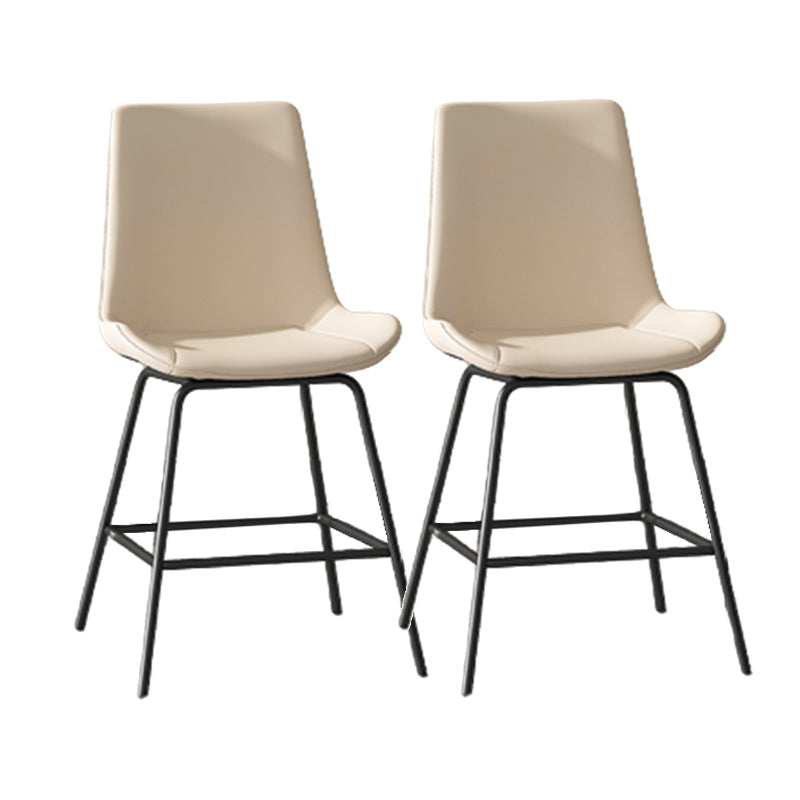 Leather Contemporary Counter & Bar Stools Matte Finish Indoor Stools with Metal Frame Beige 2 Piece Set Clearhalo 'Bar Furniture' 'Bar Stools' 'bar_stools' 'furn' 'furn_bar_stools' 'Furniture' 'Kitchen & Dining Furniture' 7389492