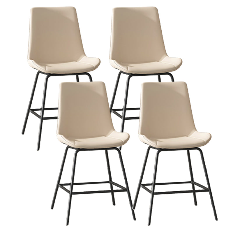Leather Contemporary Counter & Bar Stools Matte Finish Indoor Stools with Metal Frame Beige 4 Piece Set Clearhalo 'Bar Furniture' 'Bar Stools' 'bar_stools' 'furn' 'furn_bar_stools' 'Furniture' 'Kitchen & Dining Furniture' 7389493