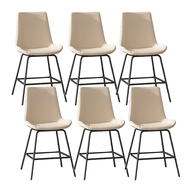 Leather Contemporary Counter & Bar Stools Matte Finish Indoor Stools with Metal Frame Beige 6 Piece Set Clearhalo 'Bar Furniture' 'Bar Stools' 'bar_stools' 'furn' 'furn_bar_stools' 'Furniture' 'Kitchen & Dining Furniture' 7389494