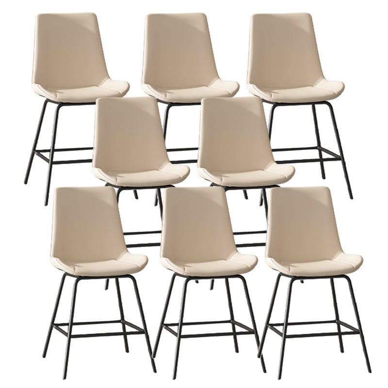 Leather Contemporary Counter & Bar Stools Matte Finish Indoor Stools with Metal Frame Beige 8 Piece Set Clearhalo 'Bar Furniture' 'Bar Stools' 'bar_stools' 'furn' 'furn_bar_stools' 'Furniture' 'Kitchen & Dining Furniture' 7389495