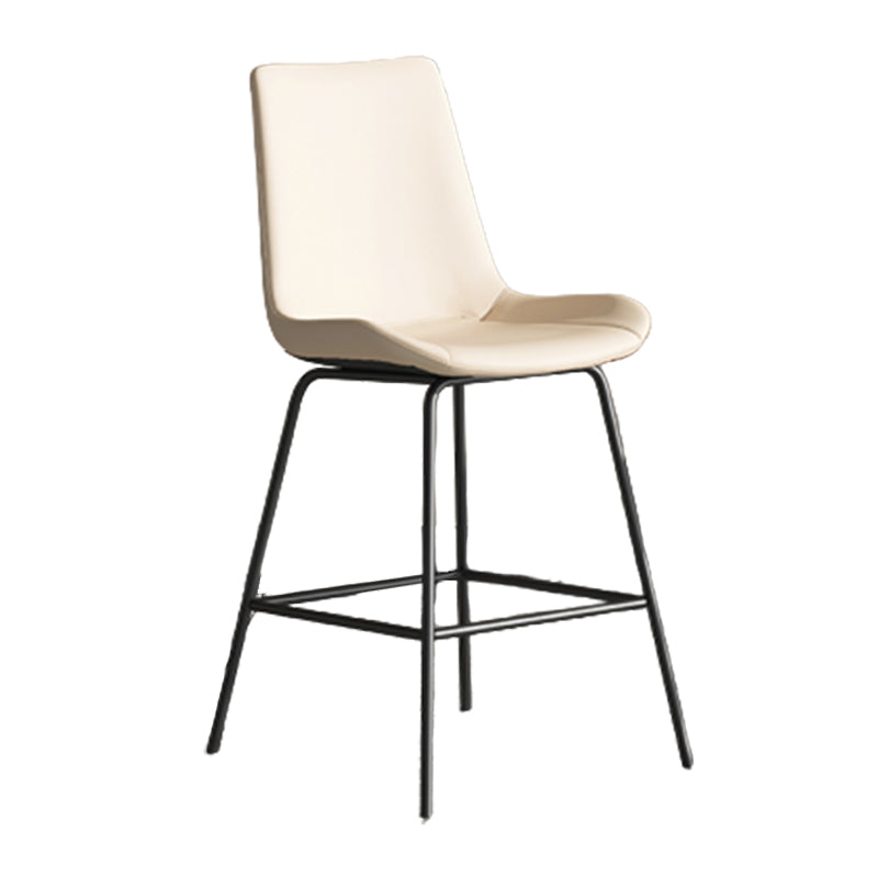 Leather Contemporary Counter & Bar Stools Matte Finish Indoor Stools with Metal Frame Beige 1 Piece Counter Stool(26"H) Clearhalo 'Bar Furniture' 'Bar Stools' 'bar_stools' 'furn' 'furn_bar_stools' 'Furniture' 'Kitchen & Dining Furniture' 7389496