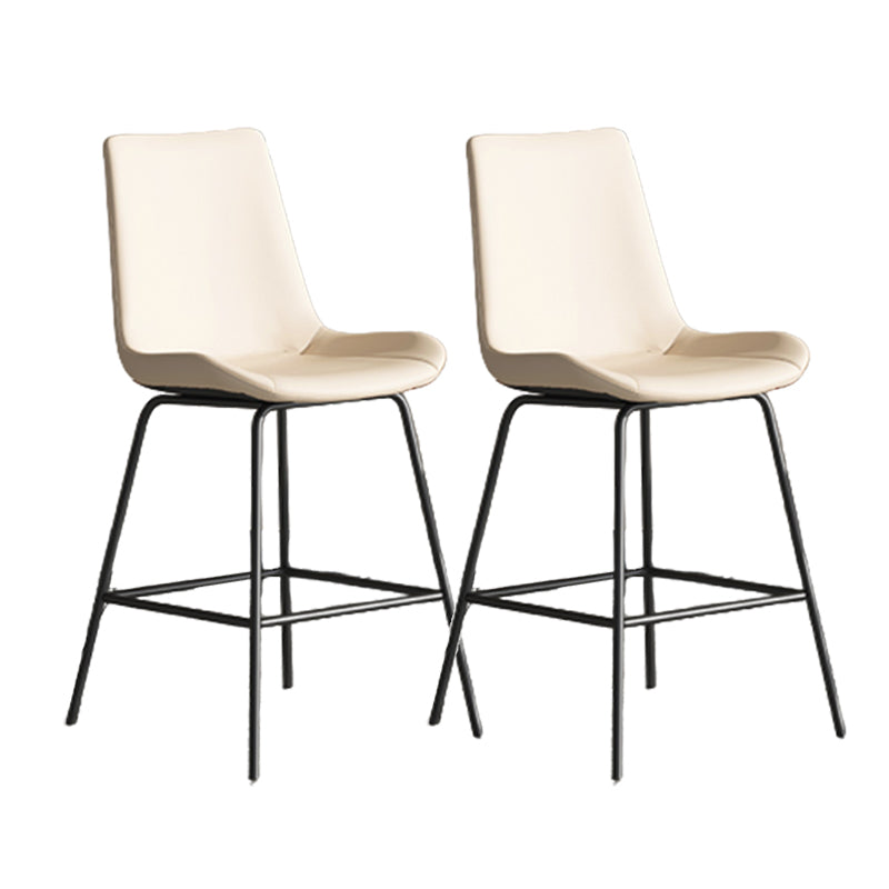 Leather Contemporary Counter & Bar Stools Matte Finish Indoor Stools with Metal Frame Beige 2 Piece Set Counter Stool(26"H) Clearhalo 'Bar Furniture' 'Bar Stools' 'bar_stools' 'furn' 'furn_bar_stools' 'Furniture' 'Kitchen & Dining Furniture' 7389497
