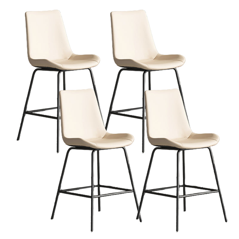 Leather Contemporary Counter & Bar Stools Matte Finish Indoor Stools with Metal Frame Beige 4 Piece Set Counter Stool(26"H) Clearhalo 'Bar Furniture' 'Bar Stools' 'bar_stools' 'furn' 'furn_bar_stools' 'Furniture' 'Kitchen & Dining Furniture' 7389498