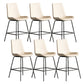 Leather Contemporary Counter & Bar Stools Matte Finish Indoor Stools with Metal Frame Beige 6 Piece Set Counter Stool(26"H) Clearhalo 'Bar Furniture' 'Bar Stools' 'bar_stools' 'furn' 'furn_bar_stools' 'Furniture' 'Kitchen & Dining Furniture' 7389499