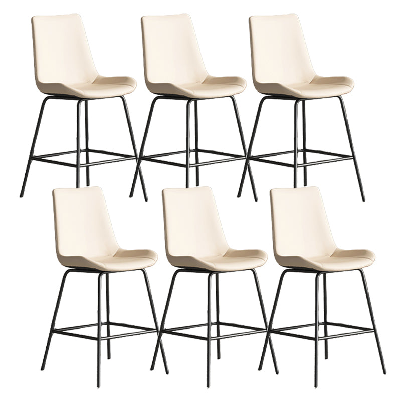 Leather Contemporary Counter & Bar Stools Matte Finish Indoor Stools with Metal Frame Beige 6 Piece Set Counter Stool(26"H) Clearhalo 'Bar Furniture' 'Bar Stools' 'bar_stools' 'furn' 'furn_bar_stools' 'Furniture' 'Kitchen & Dining Furniture' 7389499