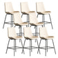 Leather Contemporary Counter & Bar Stools Matte Finish Indoor Stools with Metal Frame Beige 8 Piece Set Counter Stool(26"H) Clearhalo 'Bar Furniture' 'Bar Stools' 'bar_stools' 'furn' 'furn_bar_stools' 'Furniture' 'Kitchen & Dining Furniture' 7389500