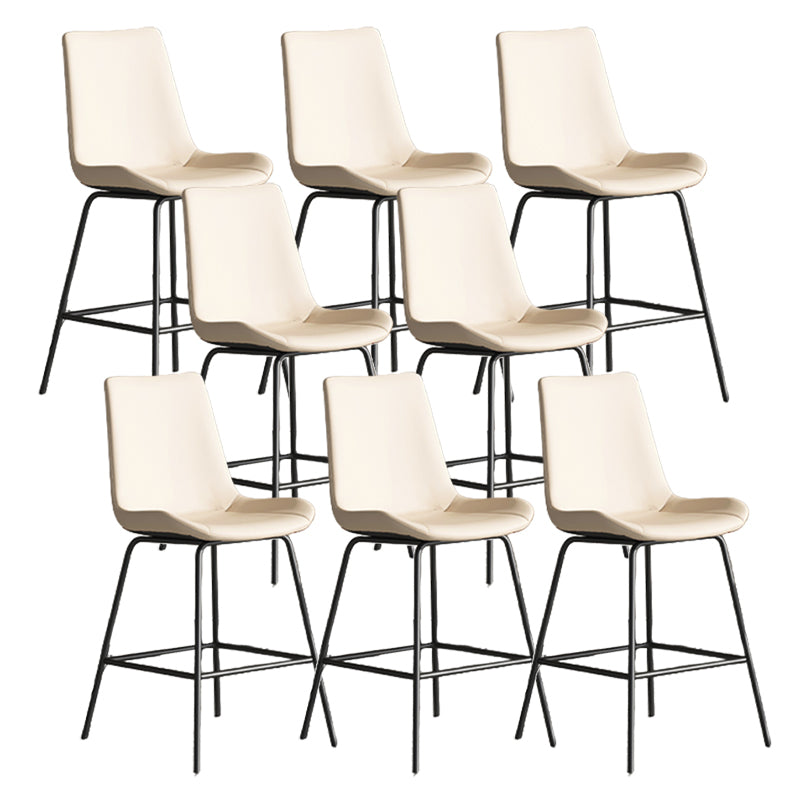 Leather Contemporary Counter & Bar Stools Matte Finish Indoor Stools with Metal Frame Beige 8 Piece Set Counter Stool(26"H) Clearhalo 'Bar Furniture' 'Bar Stools' 'bar_stools' 'furn' 'furn_bar_stools' 'Furniture' 'Kitchen & Dining Furniture' 7389500