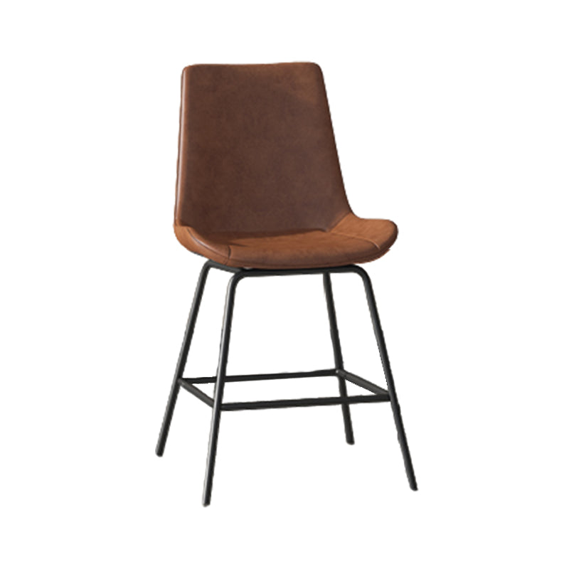 Leather Contemporary Counter & Bar Stools Matte Finish Indoor Stools with Metal Frame Brown 1 Piece Clearhalo 'Bar Furniture' 'Bar Stools' 'bar_stools' 'furn' 'furn_bar_stools' 'Furniture' 'Kitchen & Dining Furniture' 7389501