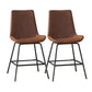 Leather Contemporary Counter & Bar Stools Matte Finish Indoor Stools with Metal Frame Brown 2 Piece Set Clearhalo 'Bar Furniture' 'Bar Stools' 'bar_stools' 'furn' 'furn_bar_stools' 'Furniture' 'Kitchen & Dining Furniture' 7389502
